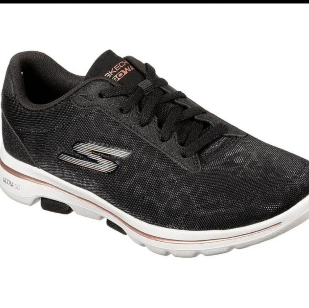 SKECHERS Go-Walk Black on black leopard print